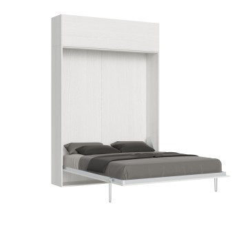 Mod.Kentaro Double - Kentaro double bed in white ash with transom wall unit