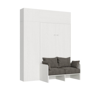 Mod.Kentaro Sofà 1/2 - Bed 120 Kentaro Sofa White Ash with column - wall unit with transom - wall unit above column