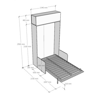 Mod.Kentaro Sofà 1/2 - 120 bed Kentaro Sofà White Ash with hung wall unit