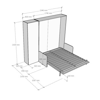 Mod.Kentaro Sofà Double - Double bed Sofà Kentaro White Ash with left-right column