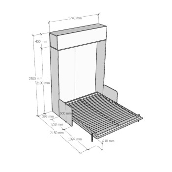 Mod.Kentaro Sofà Double - Double bed Sofà Kentaro White Ash with hung wall unit