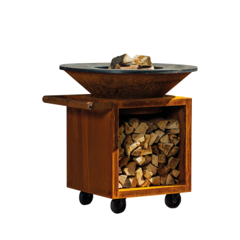 OFYR CLASSIC STORAGE 100 PRO - BARBECUE BRAZIER WITH WOOD HOLDER AND WHEELS