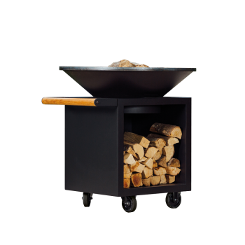 OFYR CLASSIC STORAGE 100 PRO - BARBECUE BRAZIER WITH WOOD HOLDER AND WHEELS