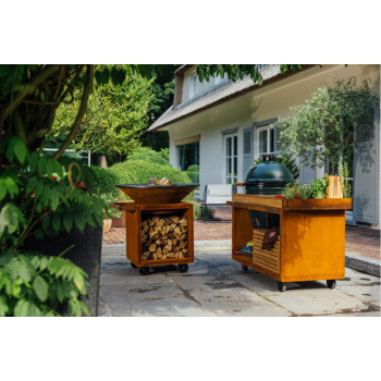 OFYR CLASSIC STORAGE 100 PRO - BARBECUE BRAZIER WITH WOOD HOLDER AND WHEELS