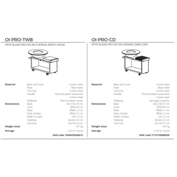 OFYR ISLAND 100 PRO - BARBECUE BRAZIER WITH WOOD HOLDER, WHEELS AND STORAGE