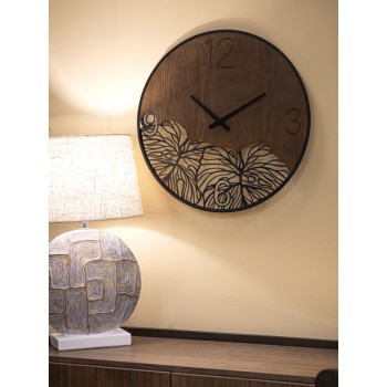 WOOD/LEAF WALL CLOCK