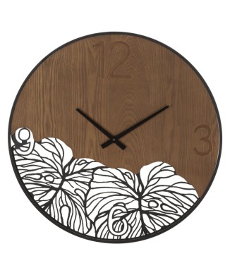 WOOD/LEAF WALL CLOCK