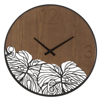 WOOD/LEAF WALL CLOCK