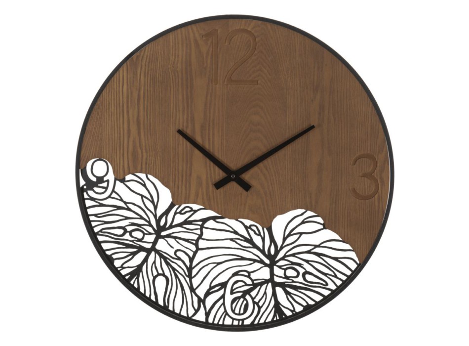 WOOD/LEAF WALL CLOCK