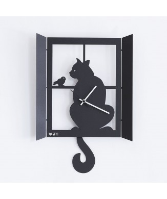 Cat At The Window Clock 11008C71 Arts and Crafts