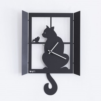 Cat At The Window Clock 11008C71 Arts and Crafts