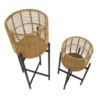 P/RATTAN POTS PAIR