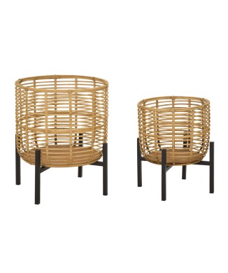 P/RATTAN POTS PAIR