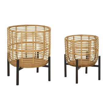 P/RATTAN POTS PAIR