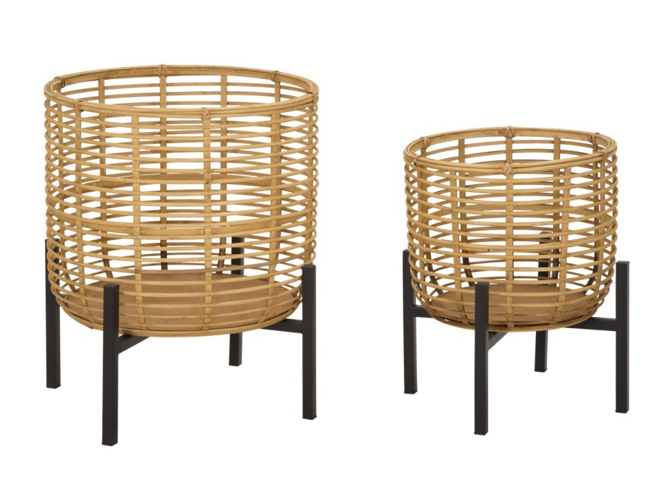 P/RATTAN POTS PAIR