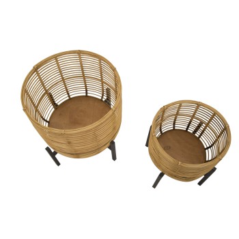 P/RATTAN POTS PAIR