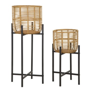 P/RATTAN POTS PAIR