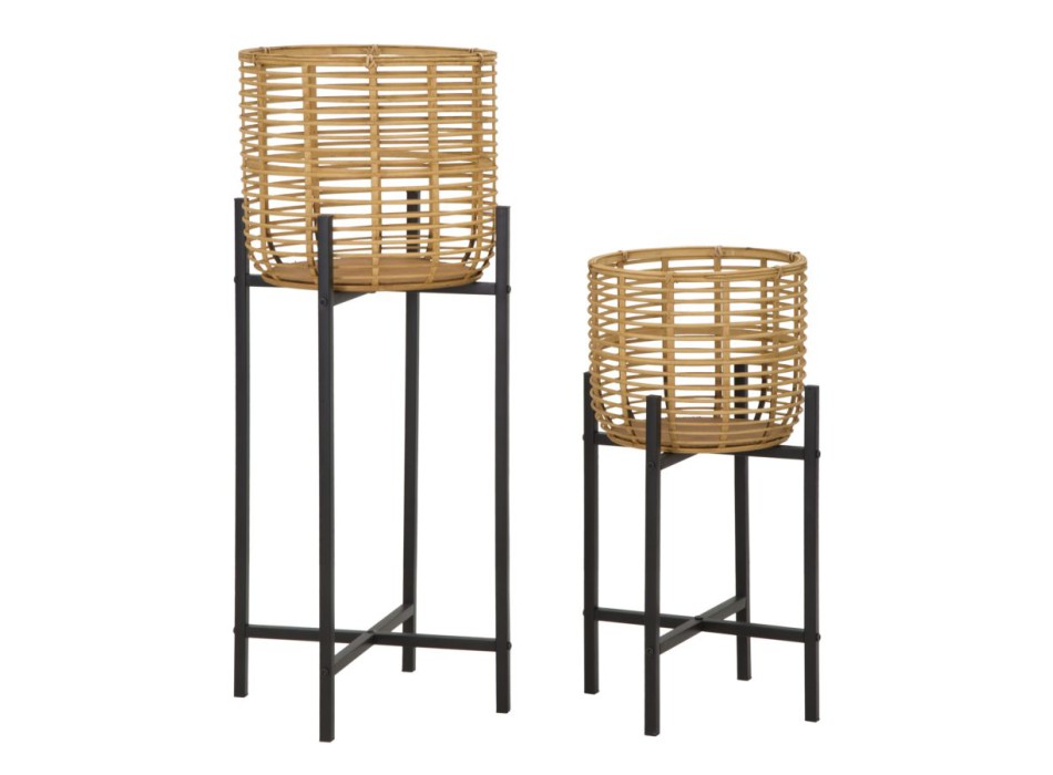 P/RATTAN POTS PAIR