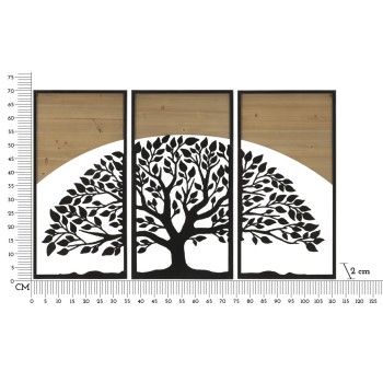 ARC IRON AND WOOD WALL PANEL SET 3PCS