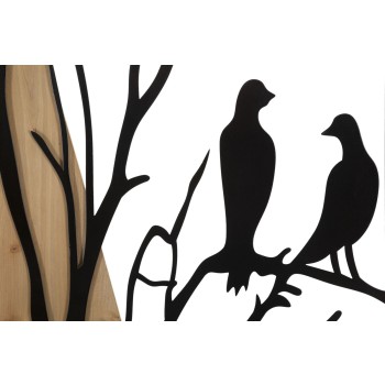 BIRD WALL PANEL IRON AND WOOD SET 4PCS