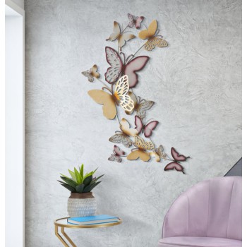 WALL PANEL BUTTERFLIES GOLD/BORDEAUX C