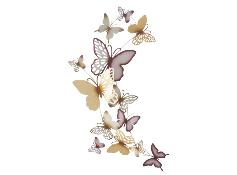 WALL PANEL BUTTERFLIES GOLD/BORDEAUX C