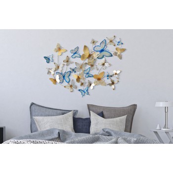 GOLD/LIGHT BLUE BUTTERFLIES WALL PANEL