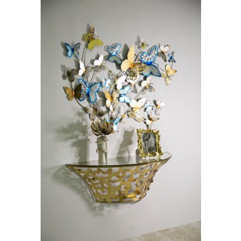 GOLD/LIGHT BLUE BUTTERFLIES WALL PANEL