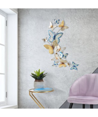 BUTTERFLIES WALL PANEL GOLD/LIGHT BLUE C