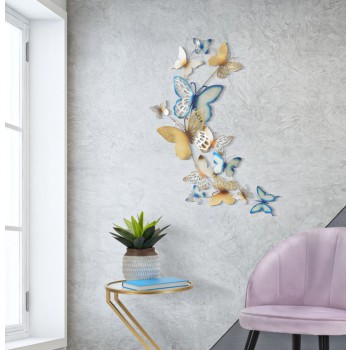 BUTTERFLIES WALL PANEL GOLD/LIGHT BLUE C