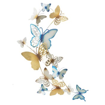 BUTTERFLIES WALL PANEL GOLD/LIGHT BLUE C