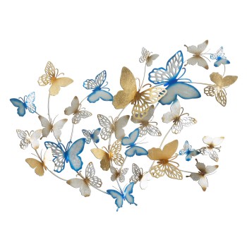 GOLD/LIGHT BLUE BUTTERFLIES WALL PANEL