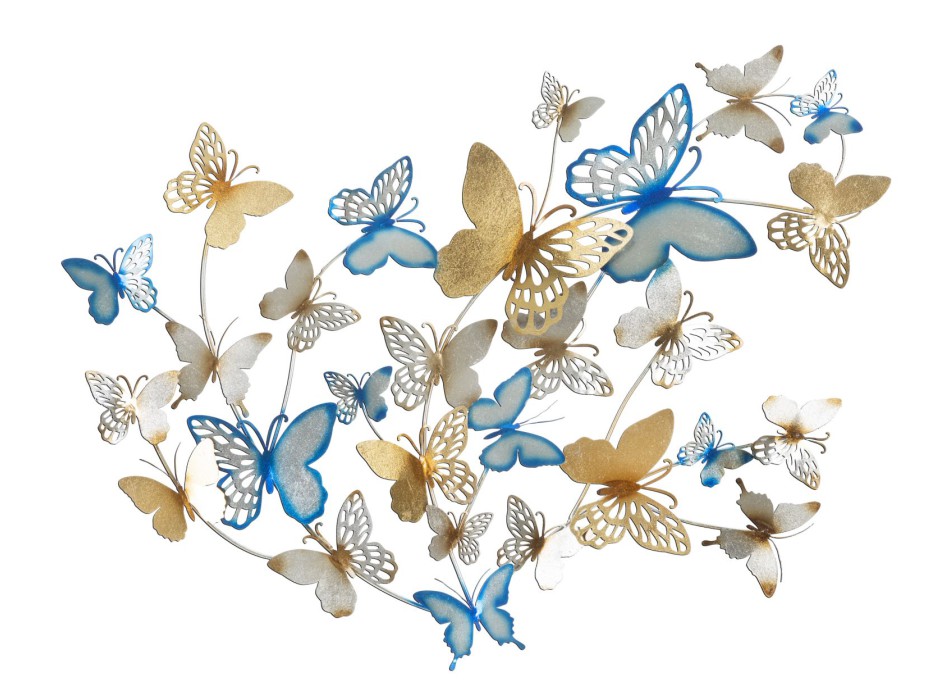 GOLD/LIGHT BLUE BUTTERFLIES WALL PANEL