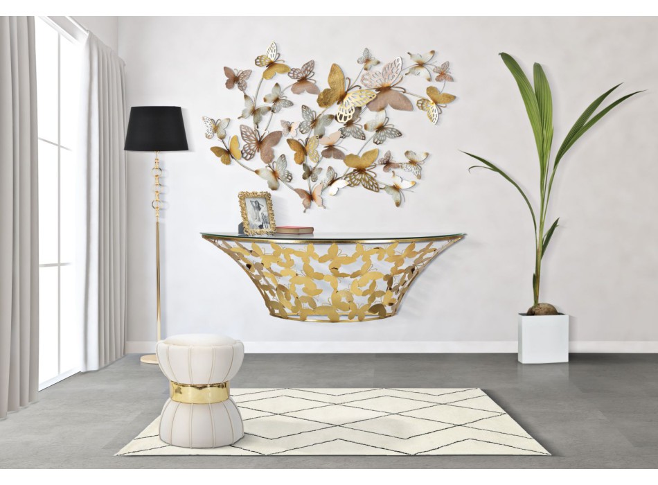 BUTTERFLIES GOLD/PINK WALL PANEL