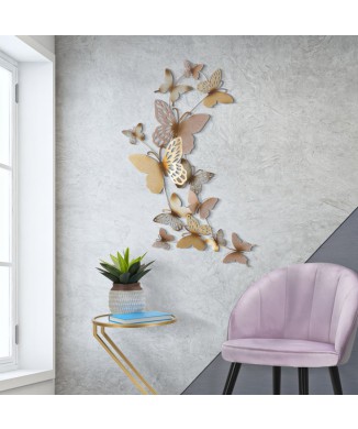 BUTTERFLIES WALL PANEL GOLD/PINK C