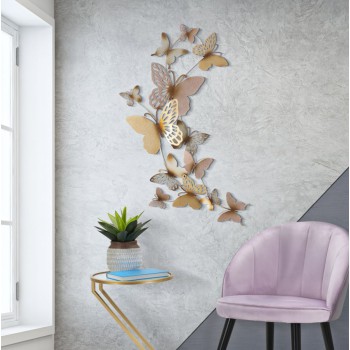 BUTTERFLIES WALL PANEL GOLD/PINK C