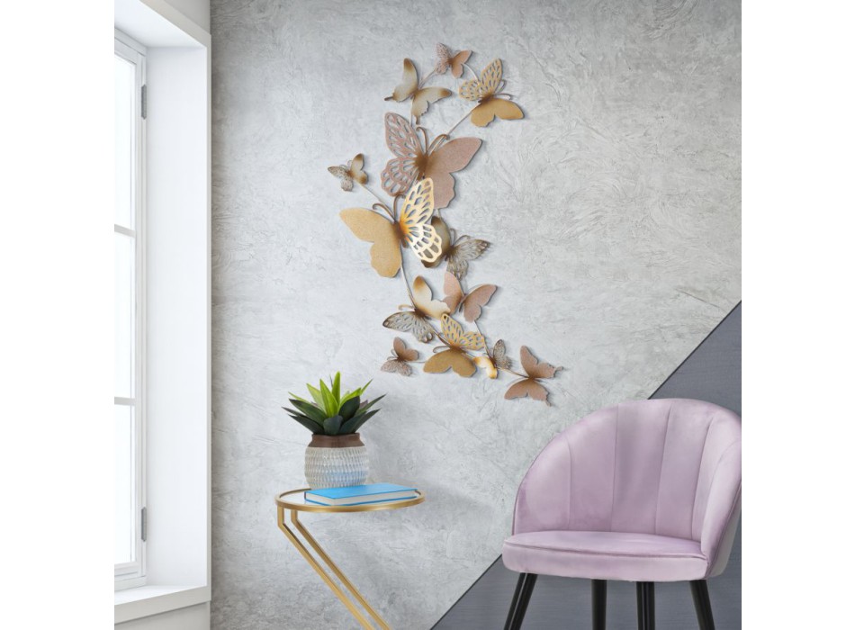 BUTTERFLIES WALL PANEL GOLD/PINK C