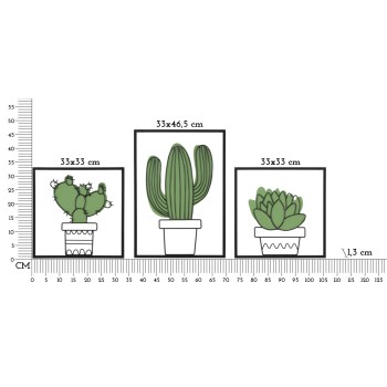 CACTUS WALL PANEL SET 3PCS 33X1,3X46,5-33X1,3X33