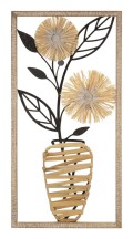 WALL PANEL IN IRON AND WOOD VASE