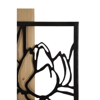 LOTUS IRON AND WOOD WALL PANEL