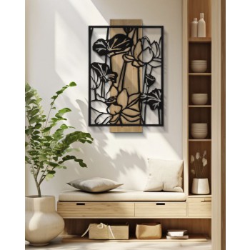 LOTUS IRON AND WOOD WALL PANEL