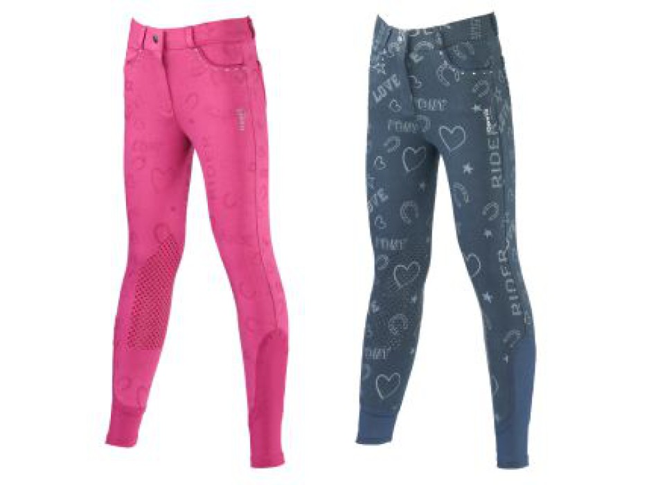 DASLO GIRL TROUSERS WITH PRINT AND RHINESTONE