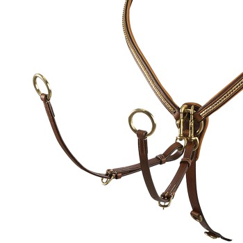 PECTORAL WITH FORK IN TANNED LEATHER WITH BRASS CLINCHER