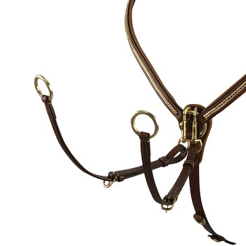 PECTORAL WITH FORK IN TANNED LEATHER WITH BRASS CLINCHER