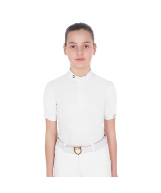 GIRL'S SLIM FIT COMPETITION POLO SHIRT WITH RUFFLED SLEEVES
