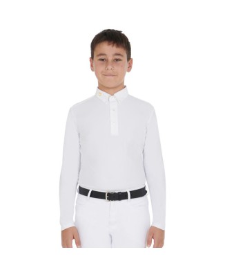 CHILDREN'S LONG SLEEVE POLO SHIRT IN TECHNICAL FLEECE FABRIC