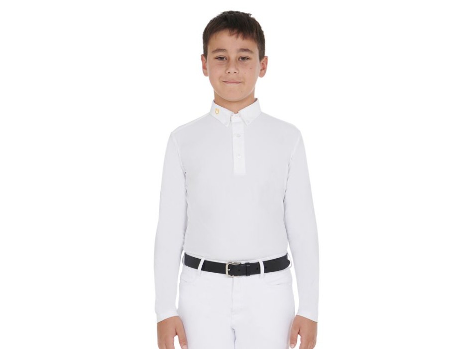 CHILDREN'S LONG SLEEVE POLO SHIRT IN TECHNICAL FLEECE FABRIC