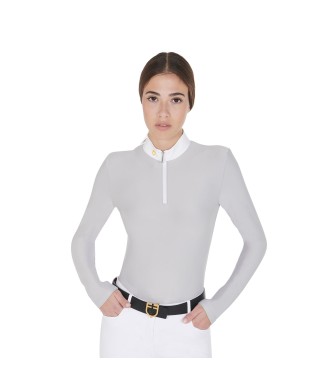 WOMEN'S LONG SLEEVE POLO SHIRT IN TECHNICAL FLEECE FABRIC