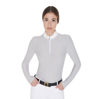 WOMEN'S LONG SLEEVE POLO SHIRT IN TECHNICAL FLEECE FABRIC