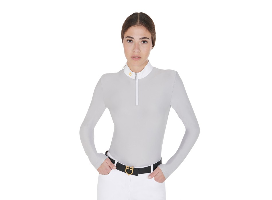 WOMEN'S LONG SLEEVE POLO SHIRT IN TECHNICAL FLEECE FABRIC